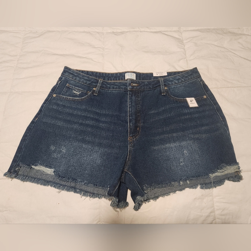 Blue Jean Shorts with Frayed Hem   NWT